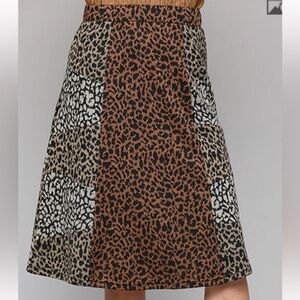 191 🇺🇸GiGiO Leopard Knit Mixed A-line Skirts with Back Zipper